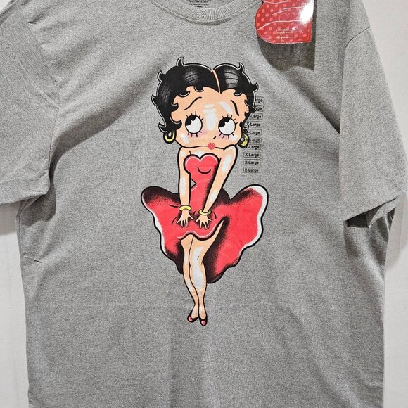 New 80s RETRO VINTAGE GREY BETTY BOOP GRAPHIC T-SHIRT TEE L - Picture 2 of 5